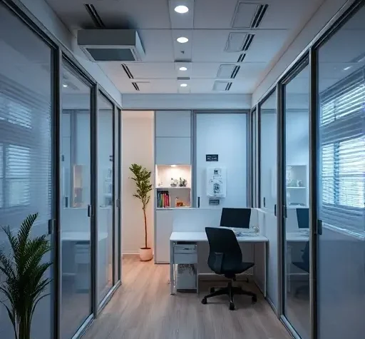 Энергоэффективные перегородки с встроенными таймерами освещения и вентиляции для компактного жилья для трудоголиков